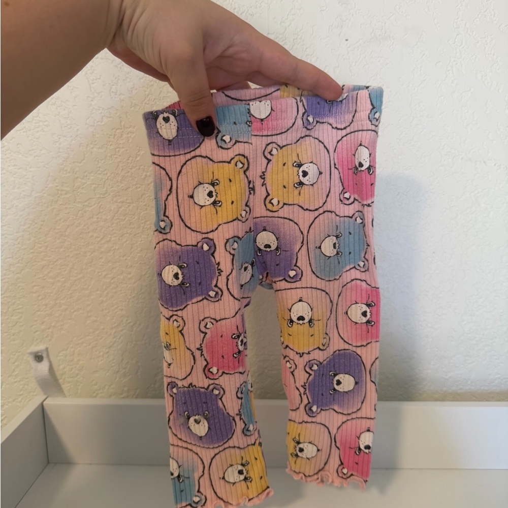 Care Bears Character Pink Baby Girl Ribbed Leggings Pants 3-6 Months